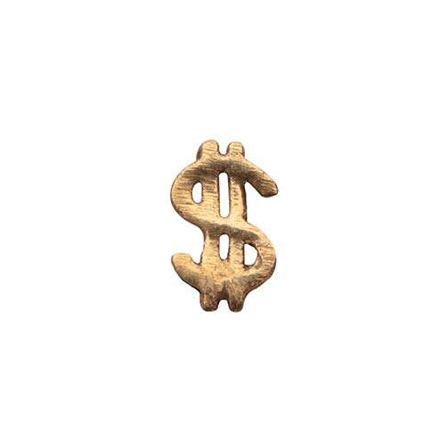 Tandsmycke i form utav ett dollartecken i guld